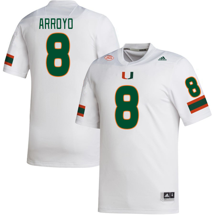 Men #8 Elijah Arroyo Miami Hurricanes College Football Jerseys Stitched-White